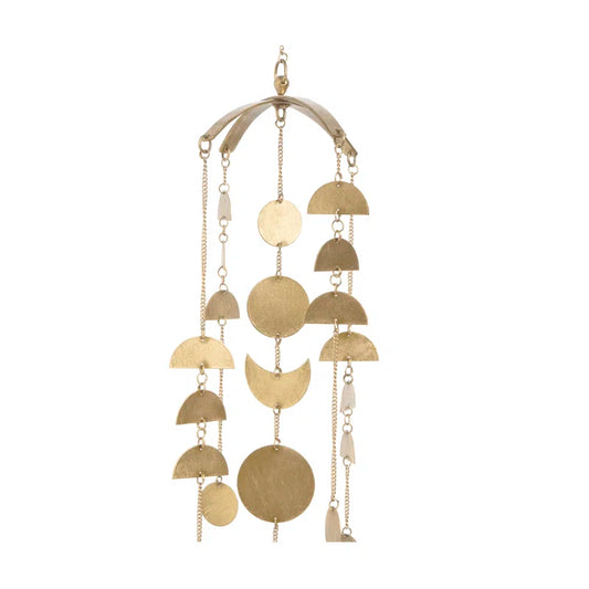 Gardenia Half Moon Metal Ceiling Hanging Decor, 36" L, Brass Finished, Nursery Décor