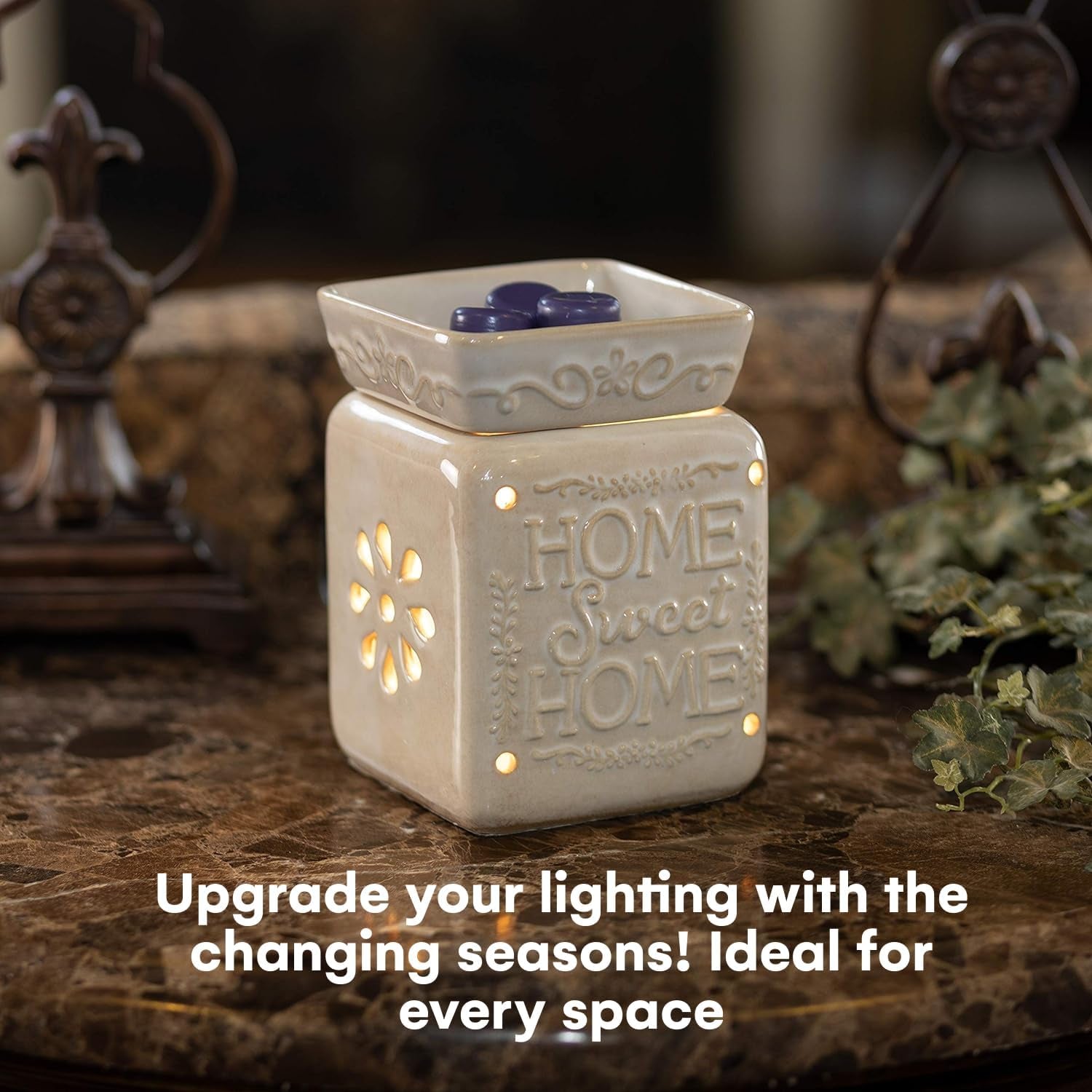 Wall Plug-In Wax Warmer for Scented Wax Ceramic Home Sweet Home Electric Home Fragrance Warmer for Essential Oils Candle Wax Melts and Tarts Scent Warmer Night Light