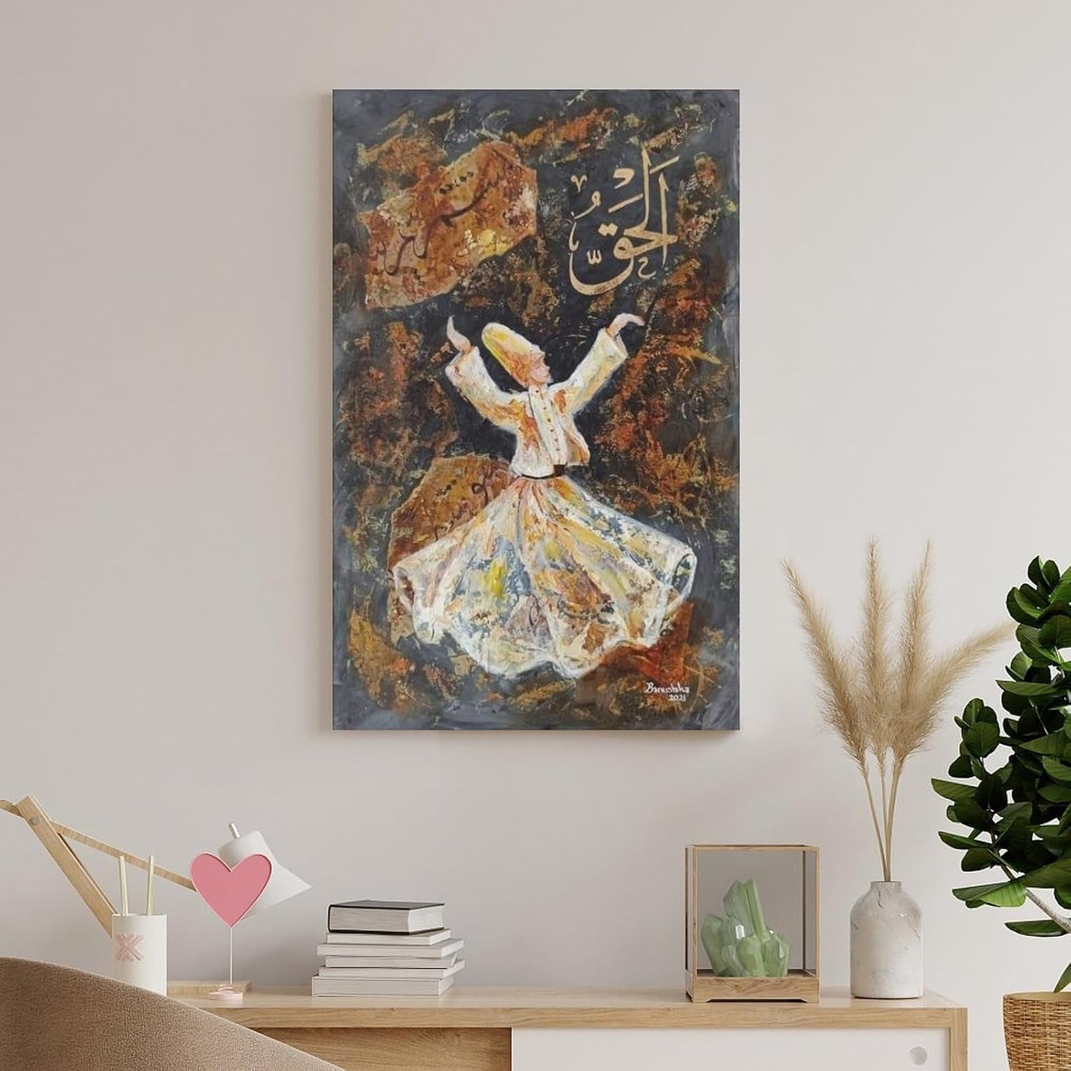 Poster Sufi Art Whirling Dervishes Turkish Dance Oil Painting Art Posters Abstract Muslim (3) Canvas Wall Art Posters Be Used for Room Aesthetics and Bedroom Living Room Decor Canvas Art Poster and W