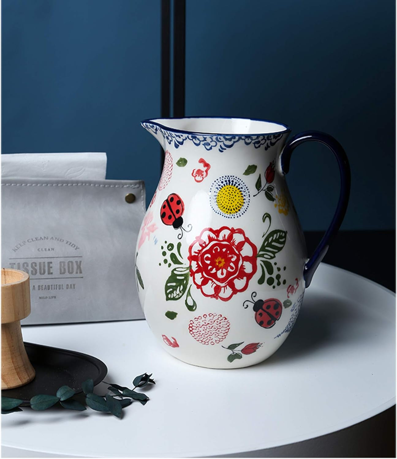 Ceramic Jug Vase Vintage Lemon Antique French Embossed Ceramic Flower Vase Heart Jug (E)