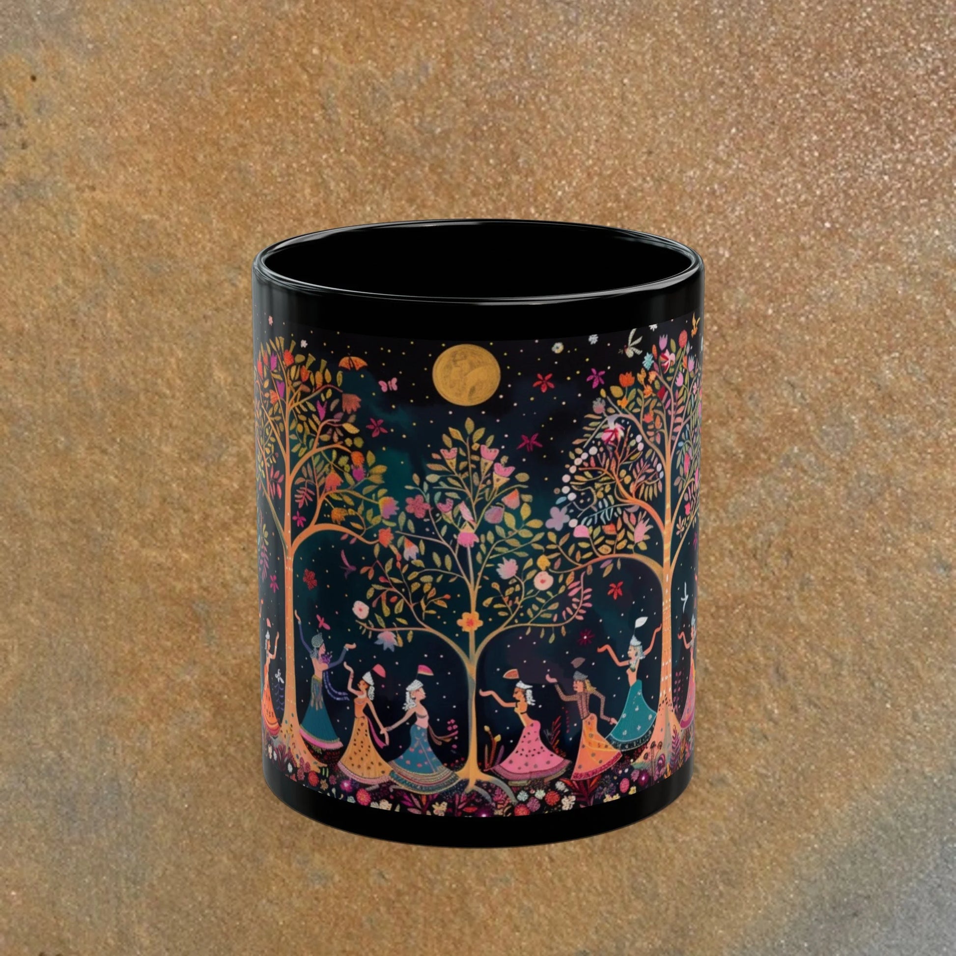 Coffee , Tea, Chai Mug, Indian, Pichwai Art, Ethnic, Tribal, Boho, Eclectic, Nature Inspired, 11 Oz