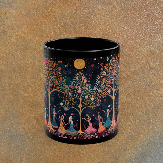 Coffee , Tea, Chai Mug, Indian, Pichwai Art, Ethnic, Tribal, Boho, Eclectic, Nature Inspired, 11 Oz