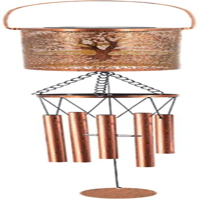 36" Solar Wind Chimes Hanging Lights Outdoor Detachable Led Lantern Metal Wind Chimes for outside Unique Tree Life Garden Hanging Solar Decorative as Gift for Mom Women Grandma (Bronze)