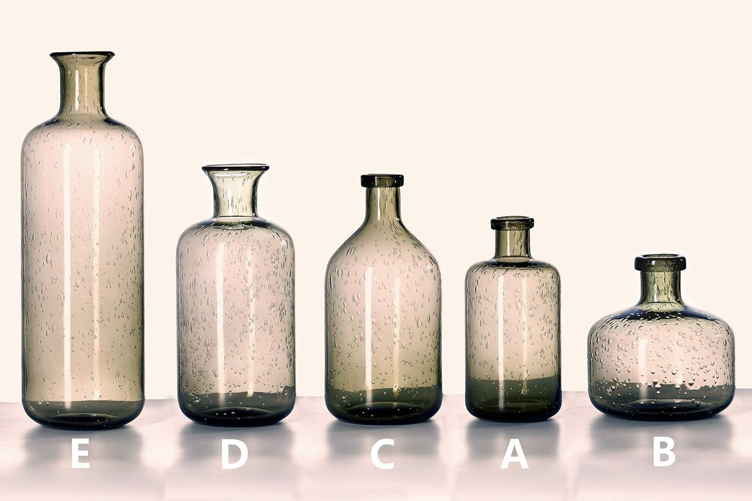 Bamberoom Handmade Bud Glass Vases , Pack of 1, Modern Simple Style Flower Vase for Home Shelf Decor and Office Table Decor. (D, Grey)