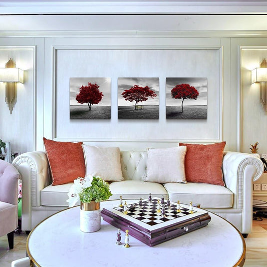 Canvas Wall Art for Living Room Bathroom Wall Decor-Panoramic Black and White Mangrove- 16" X 16" 3 Pieces Framed Canvas Prints Watercolor Modern Scenery Office Bedroom Home Kitchen Decor Picture