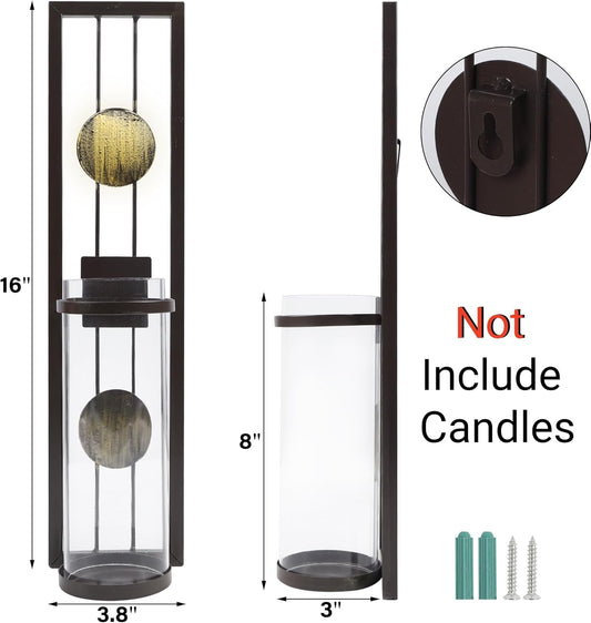 Set of 2 Wall Sconce with Candle Holders, Metal Antique Bronze Style Wall Classic Home Decorations(Not Include Candle), for Living Room, Bathroom, Dining Room