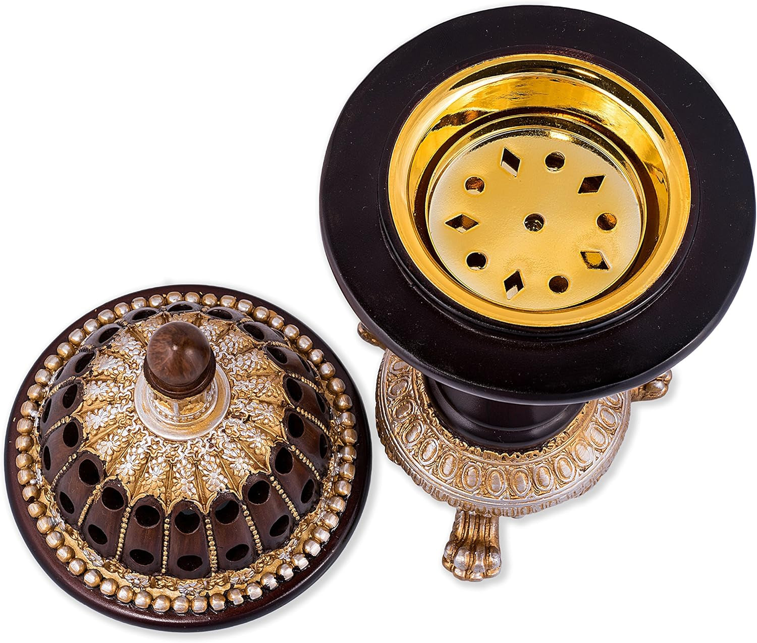 Lux Globe Incense Burner - Bakhoor Cone Holders | Frankincense Burner Charcoal | Mabkhara | for Office & Spiritual Decor (Brown)