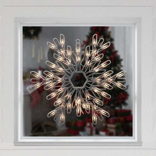 Lighted Snowflake Christmas Window Silhouette Decoration - 15.25"