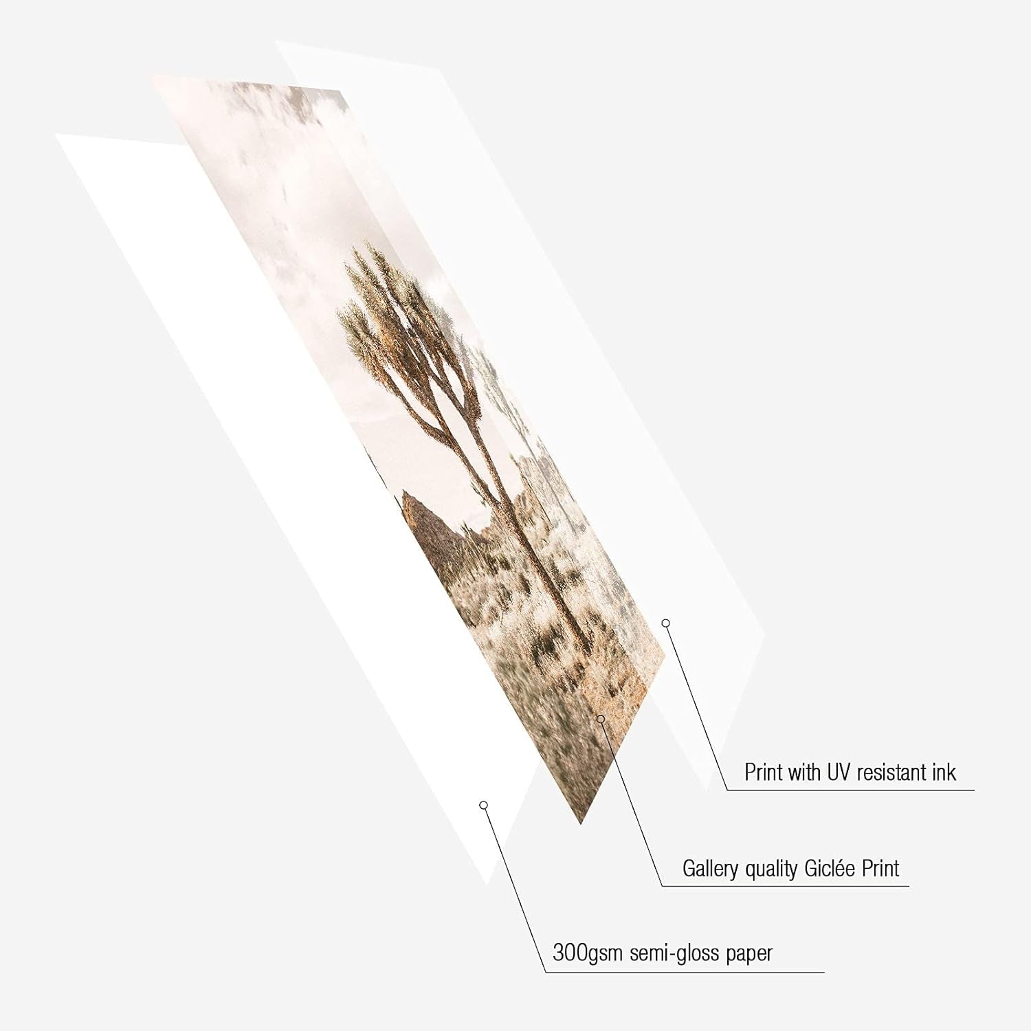 Dsert Wall Art Prints, Western Cactus Wall Decor, Boho Wall Decor for Bedroom Aesthetic, Set of 6, 8X10 Inches, Unframed