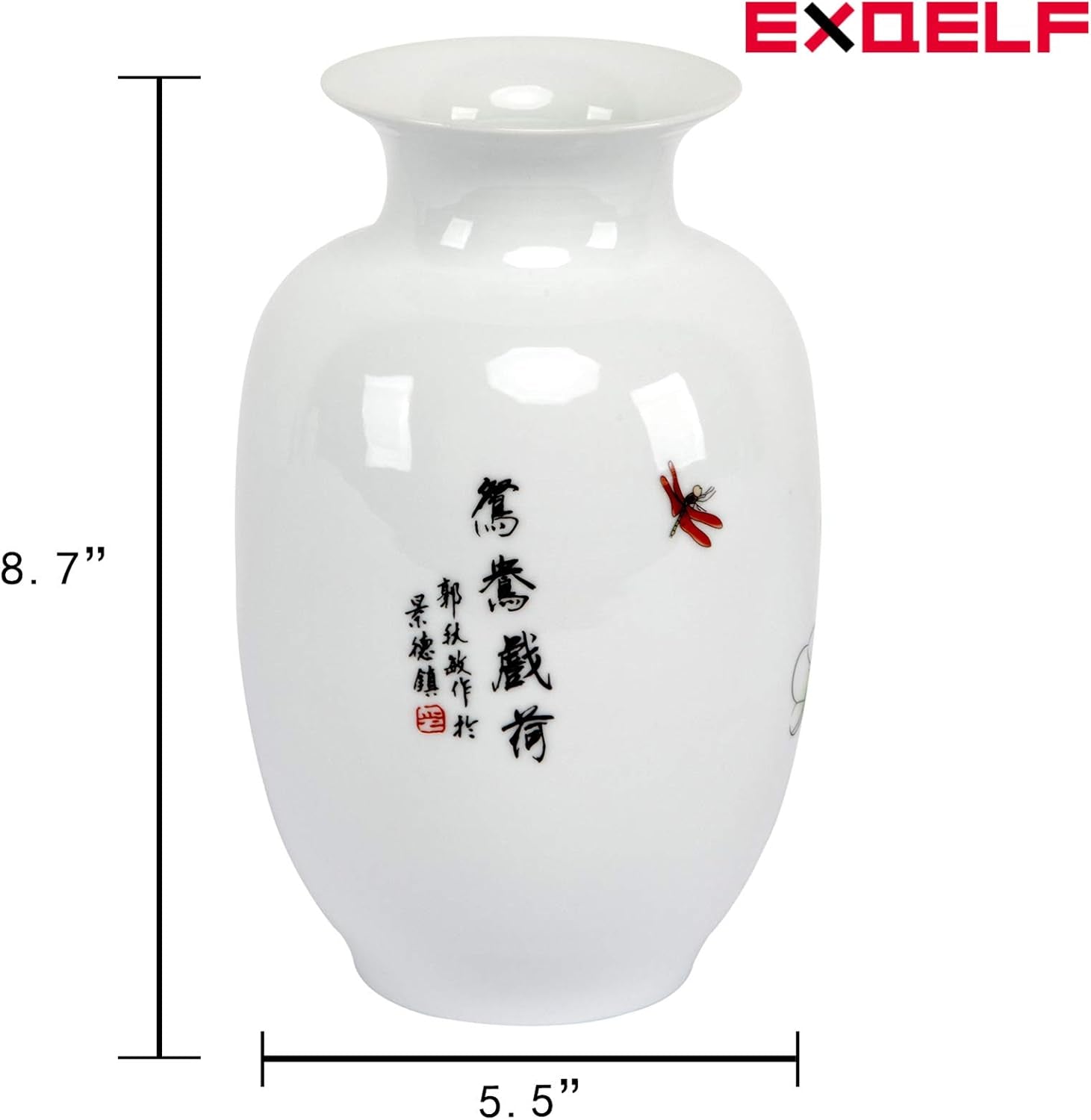 Chinese Ceramics, Blue and White Porcelain Flower Vase, Jingdezhen Handcrafted Porcelain Decro (Lotus)