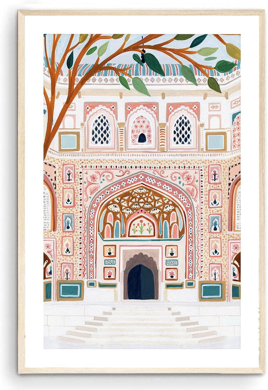 Amber Palace Jaipur Art Print, India Art Print, Jaipur Wall Art, Travel Print, Travel Poster, Housewarming Gift, Home Decor (Unframed) (9X11 In)