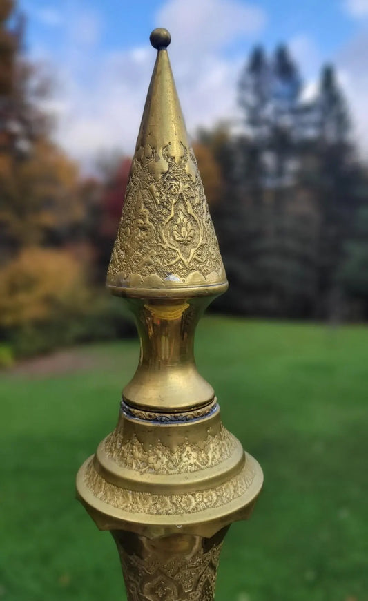 Antique Rajhastani Brass Oversized Mughal Bottle Urn. Indian Art Mid Century. 38"