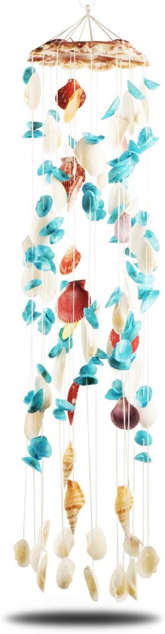 Seashell Wind Chimes Multi Color Handmade Wind Chimes, for Garden Bar Store Hanging Ornament Home Decor Beach Decoration Party Gift (6.7 X 29 Inches)