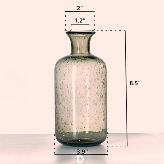 Bamberoom Handmade Bud Glass Vases , Pack of 1, Modern Simple Style Flower Vase for Home Shelf Decor and Office Table Decor. (D, Grey)