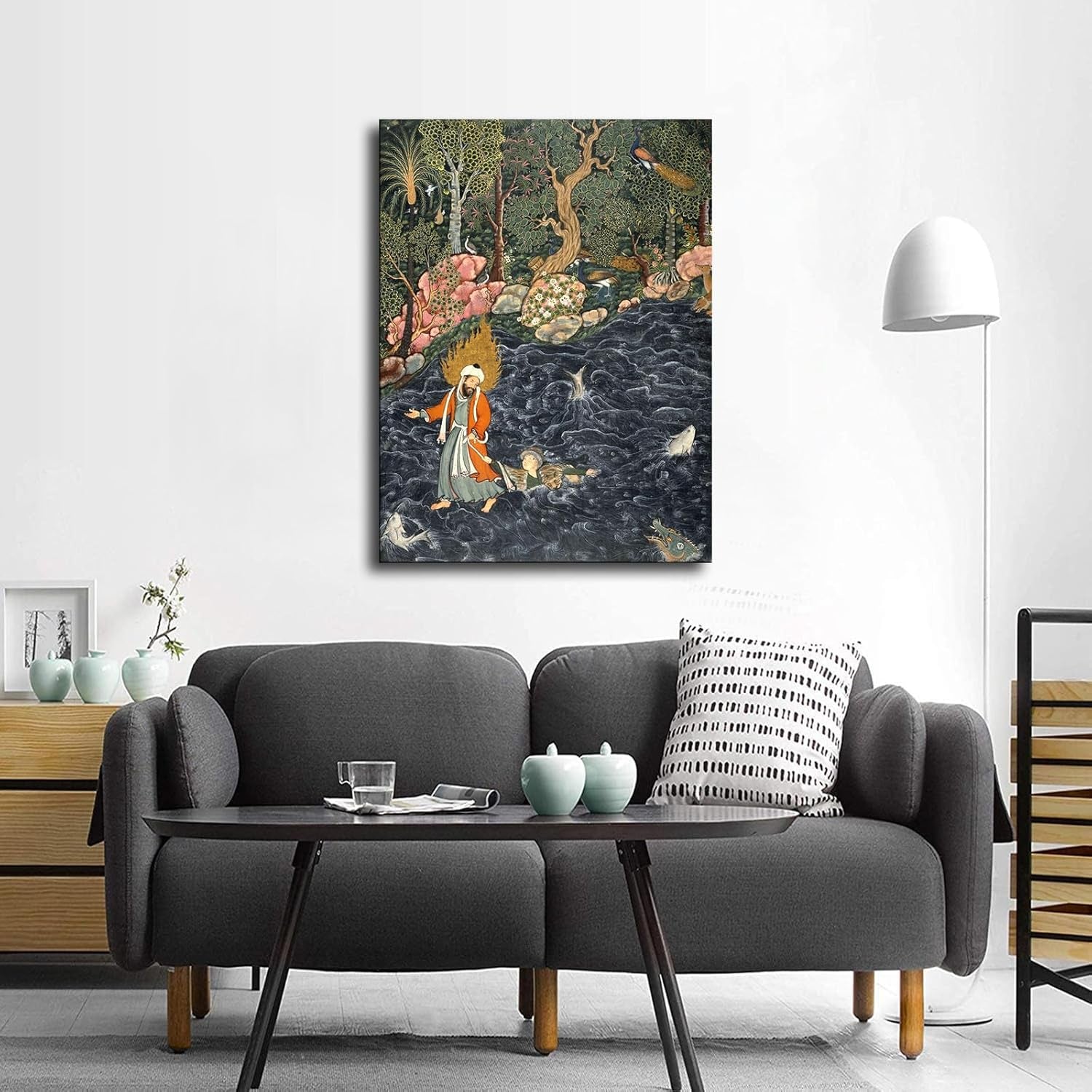 Persian Miniature Art Indian Canvas Wall Decor Art Painting Prints on Modern Posters Prints Artwork for Living Room, Bathroom,Bedroom,Home (8X10Inch Unframed)