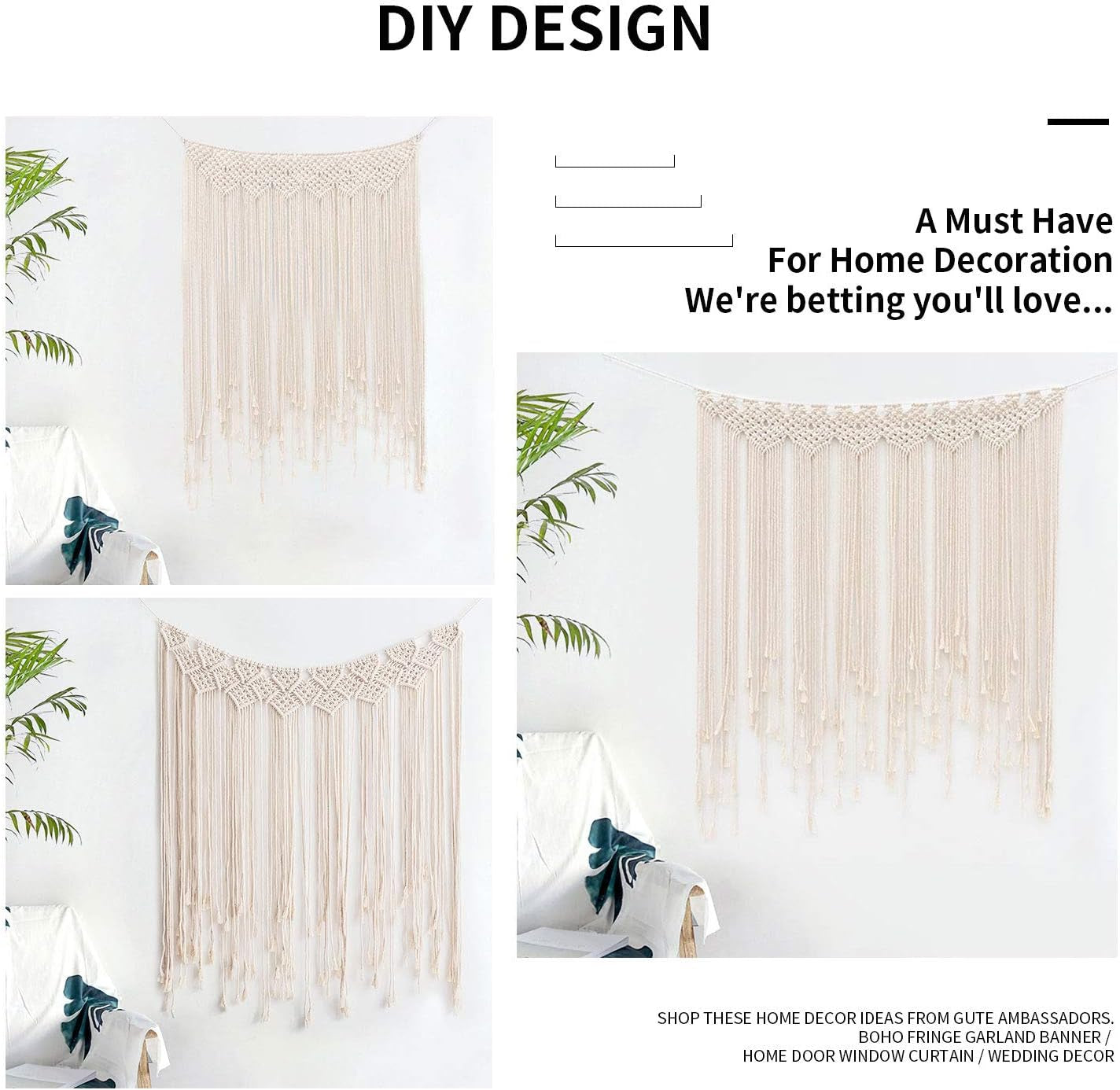 Macrame Wall Hanging, Large Woven Wall Hangings, Boho Cotton Handmade Macrame Backdrop Wall Decor for Wedding Living Room Bedroom Gallery, 37"X 45"