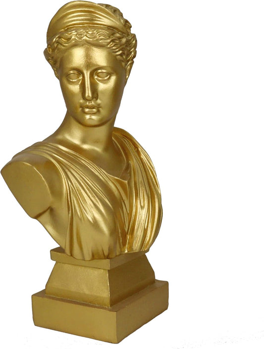 12" Greek Statue Diana Sculpture Decor, Vintage Gold Simple Art,Symbol of Good Luck and Wisdom,Decorations Applicable Home,Living Room, Bedroom,Office Desk Table Indoor,Resin Gift for Women,Friend
