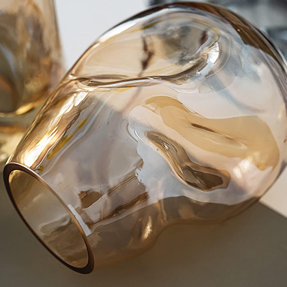 Flower Vases Decorative Boho Clear Glass Vases for Centerpieces Decorative Square Glass Vase for Flowers Home Decor Bedroom Living Room Party Office Wedding (Amber)