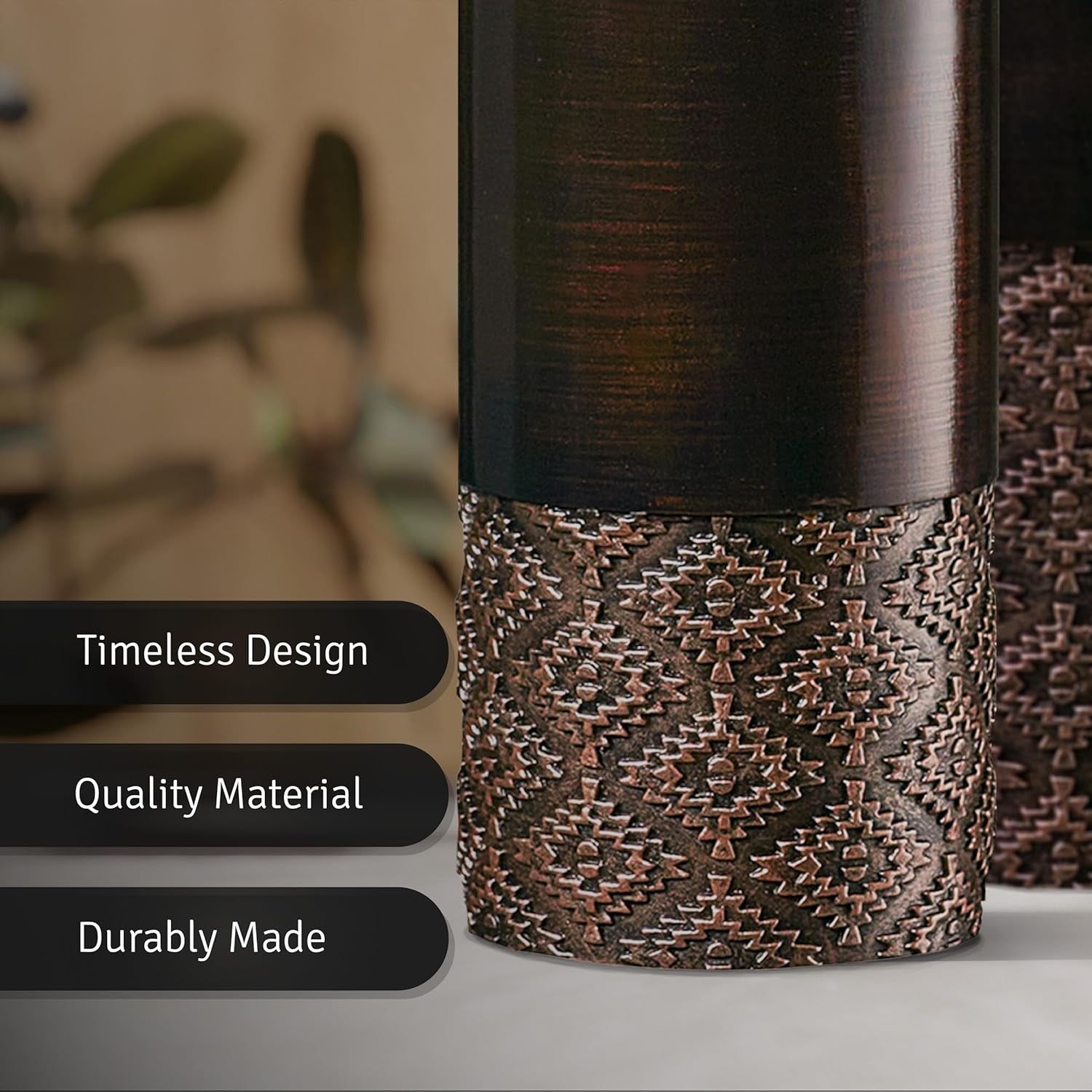 Dublin Brown Vases - Set of 3 Vases - Table Centerpieces for Dining Room, Kitchen Décor, Home Decor for Your Living Room, Dining Room, Bedroom, Office, Entry Table or Shelf Decor