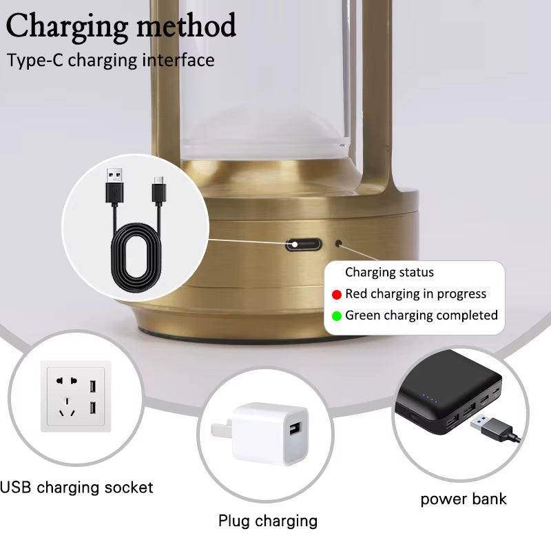 Night Light Black Gold Silver Table Lamp Touch USB Charging Ambient Light Suitable for Bedrooms Living Rooms