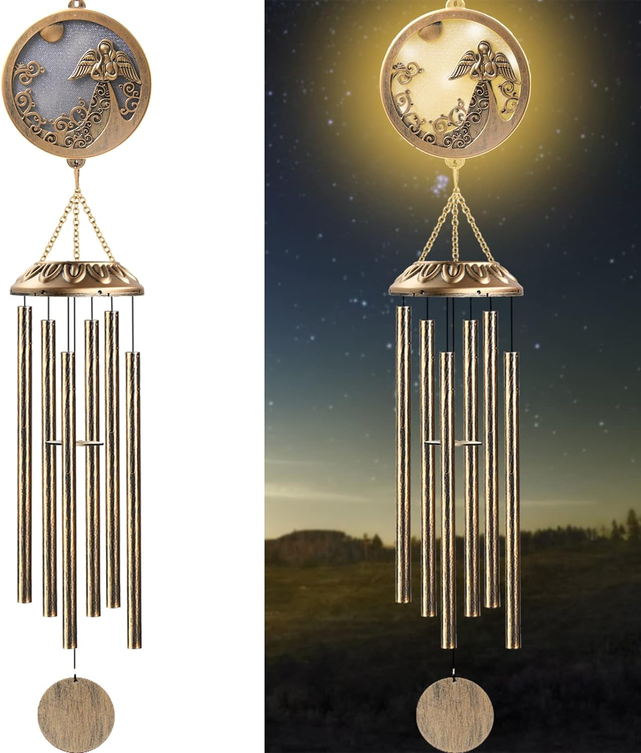 Wind Chimes, Solar Angel Wind Chimes Deep Tone, Memorial Gift for Mom/Grandma/Women, Windchimes Outdoor Clearance, Mother Garden/Patio/Yard Decor