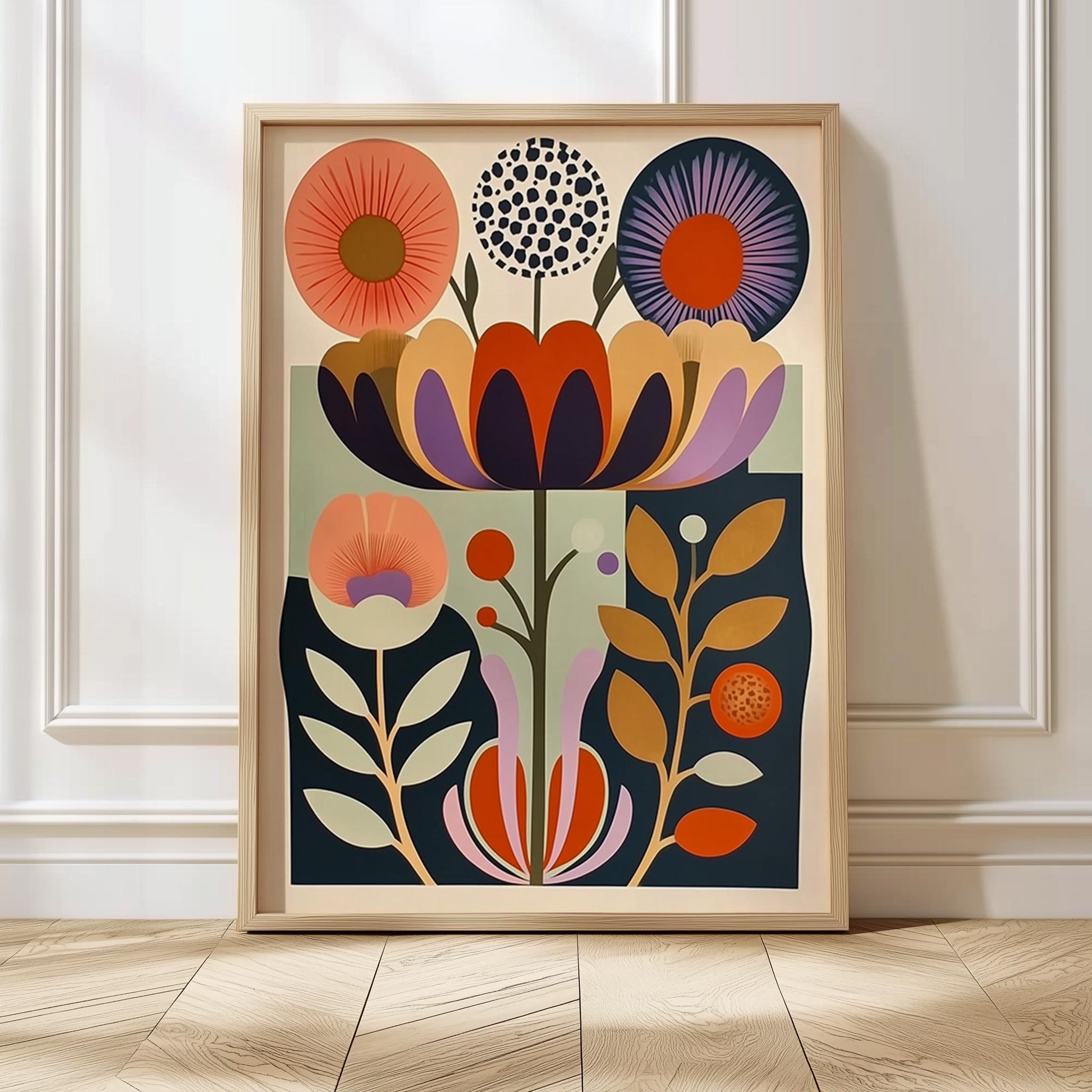 Scandinavian Art Norwegian Folk Art Floral Print Set of 3 Nordic Wall Art Scandi Folk Poster Boho Wall Decor Living Room Prints