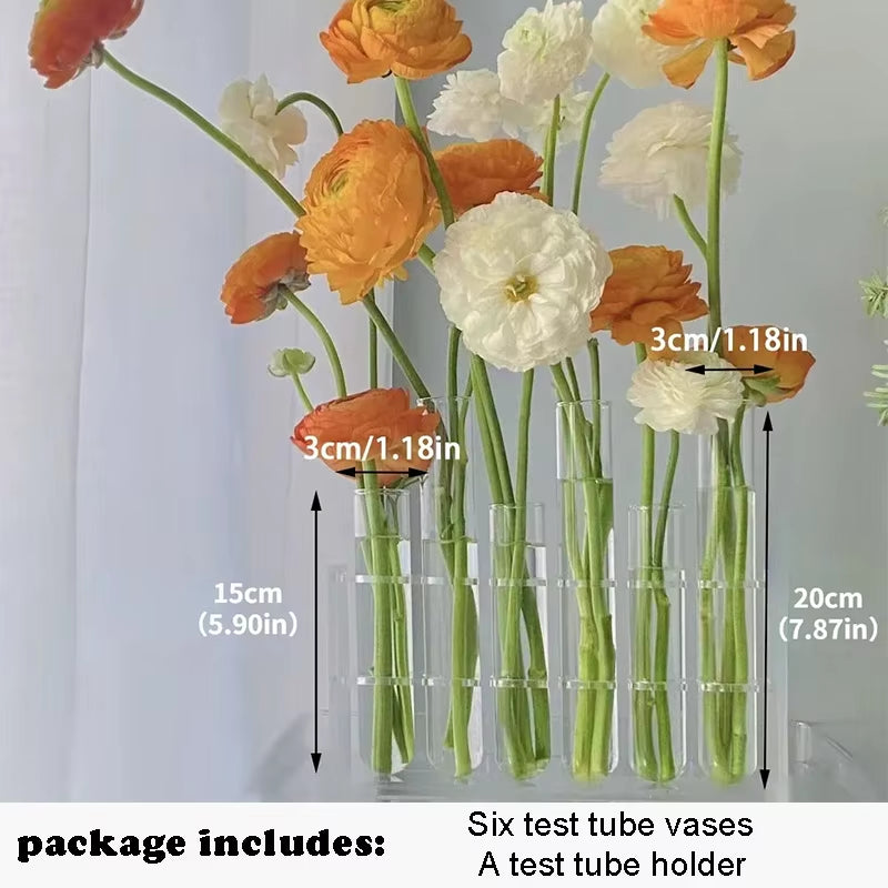 Test Tube Vases, High Appearance Glass Ornaments, Fresh Flowers, Hydroponic Planters, Combination Flower Vase Decorations