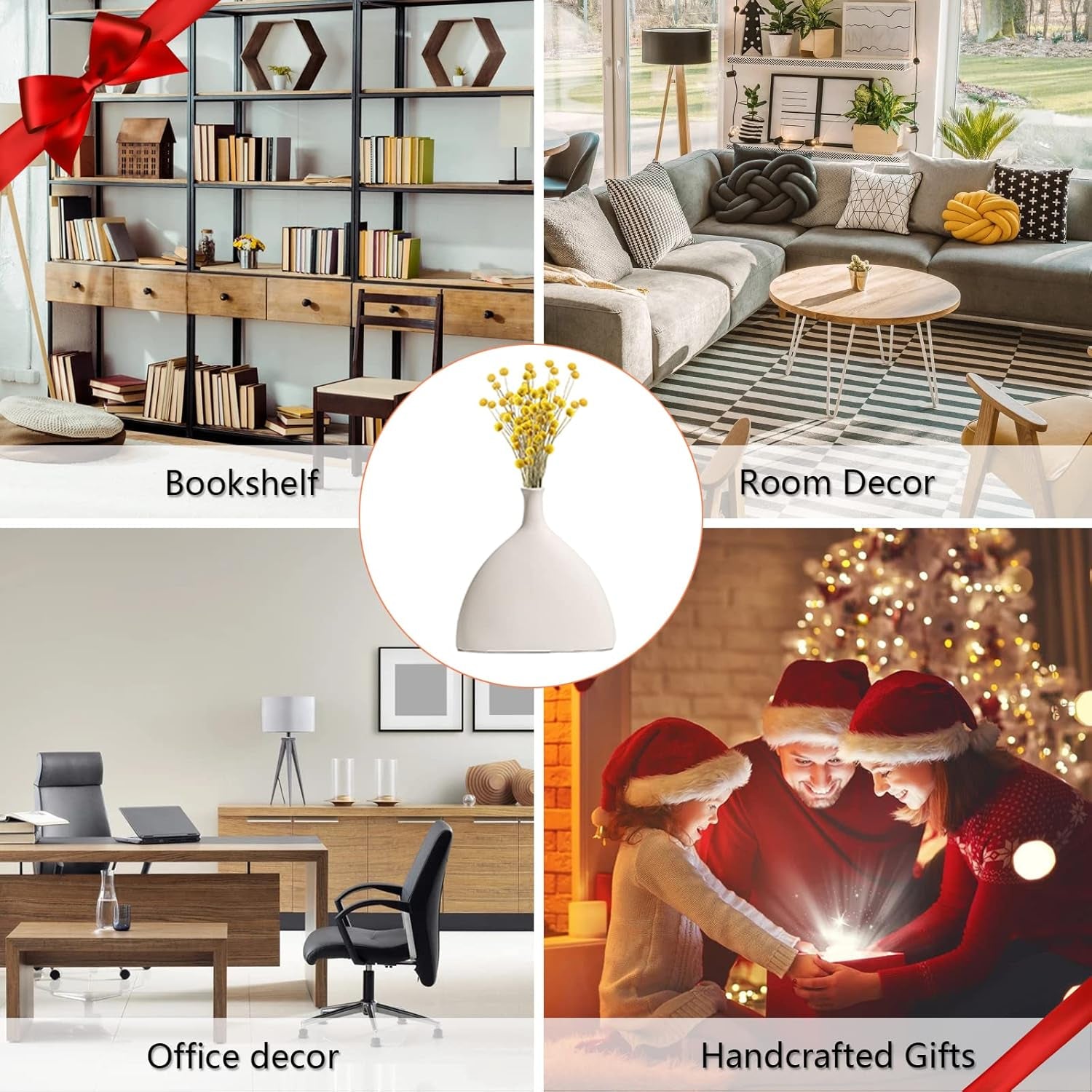 White Ceramic Vase for Home Decor, Modern Geometric Abstraction Decorative Vases for Centerpieces,Kitchen, Living Room,Office,Wedding,Gifts(Minimalist-Fish Tail)