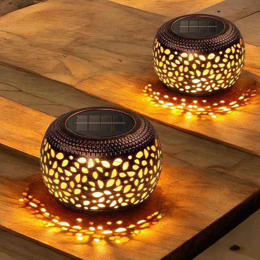 Solar Lanterns Outdoor Waterproof – 2 Pack Metal Hollow Lights for Patio, Garden, Table Decor – Mother'S Day Gift – 2 Light Colors