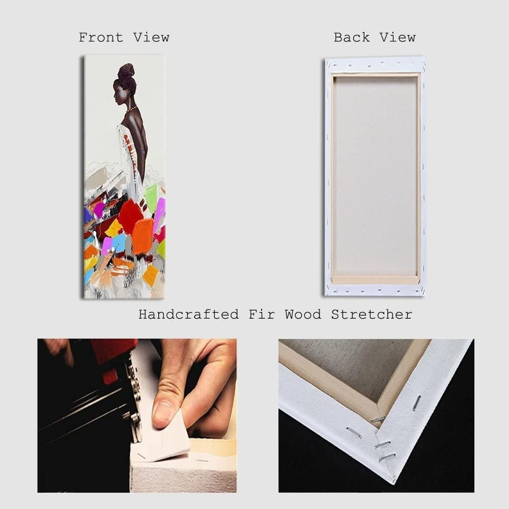 Art Framed African American Black Art Dancing Black Women in Dress Wall Art Painting on Canvas Pirnt Wall Picture for Home Accent Living Room Wall Decor (8 X 24 Inch, SET of ABC)…