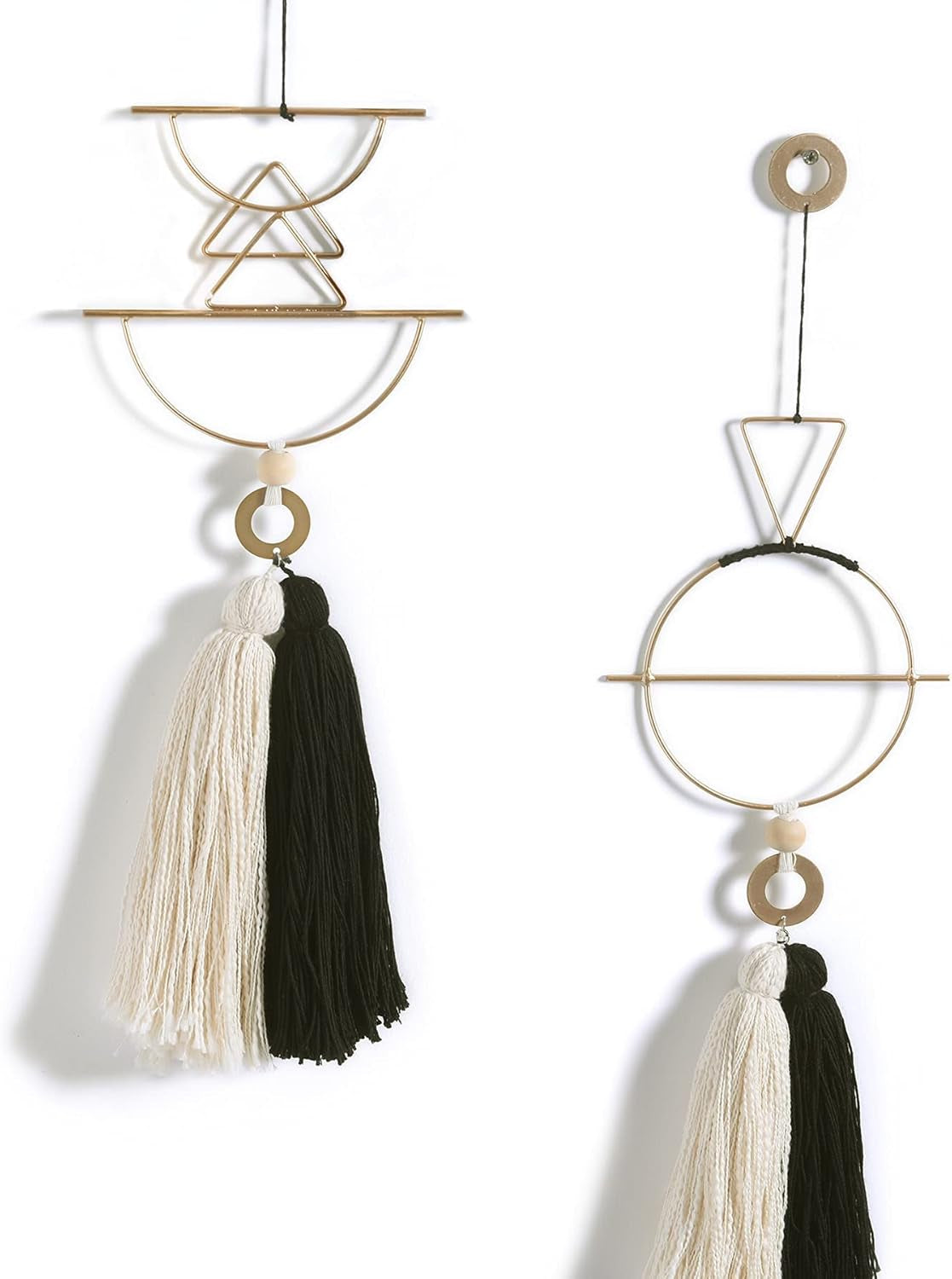 Cute Wall Hanging Macrame Wall Hanging Brass Wall Art Tassel Handmade Home Décor (Gold)