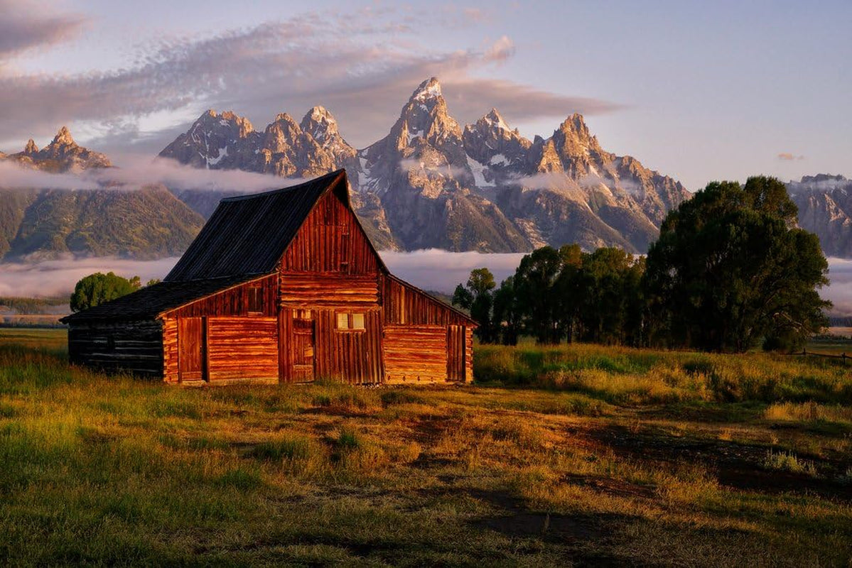 Daybreak at the Barn Jackson Hole Wyoming Photo Photograph Cool Wall Art Print Poster 18X12