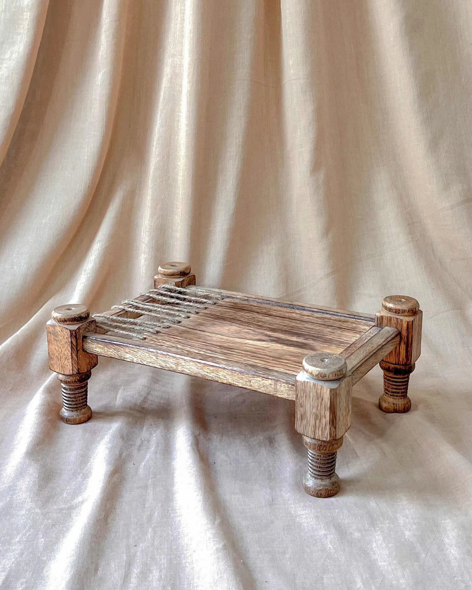 Handcrafted Miniature Indian Cot - Versatile Table Decor, Doll Bed, Desktop Decor, and Serving Tray - Elegant Unique Gift