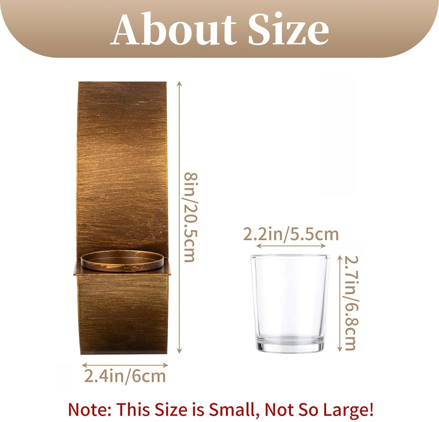 Rustic Wall Candle Holder for Tealight Candles - Rustic Gold and Bronze Wall Mounted Candle Sconces Decorative Metal Wall Decor for Bathroom Hallway Entryway