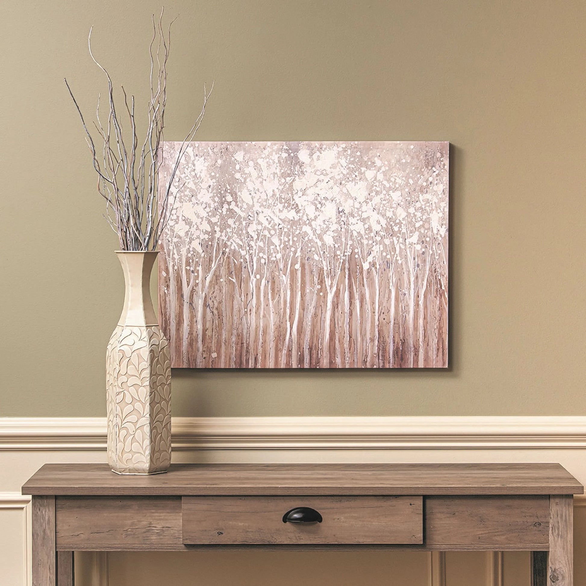 , 19.75" X 5" Antique Cream Decorative Vase with Scallop Detail