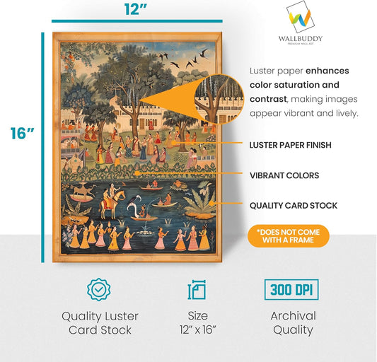 Indian Pichwai Art Posters, Cultural Heritage Wall Decor, Set of 3 Traditional Indian Posters (12 X 16)