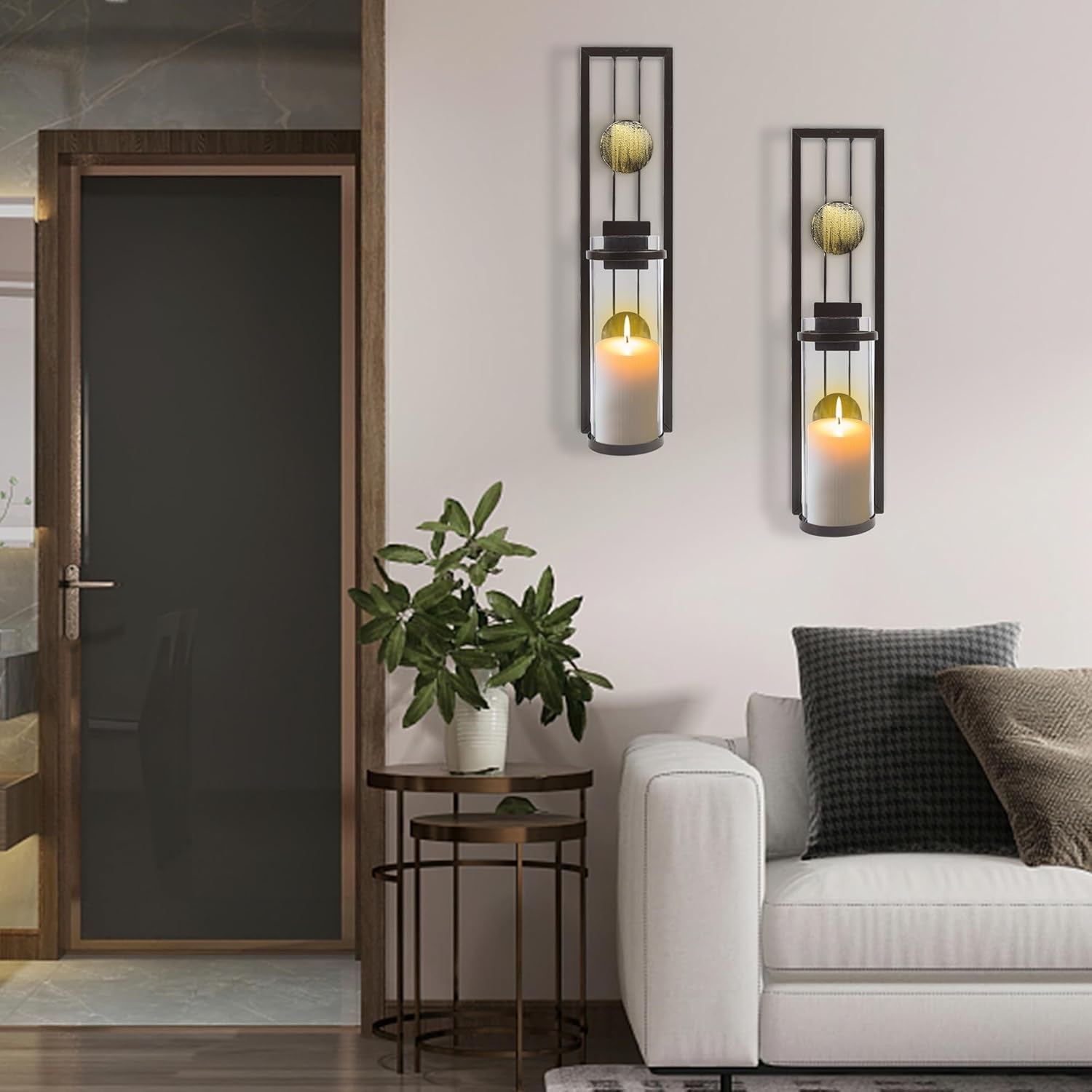 Set of 2 Wall Sconce with Candle Holders, Metal Antique Bronze Style Wall Classic Home Decorations(Not Include Candle), for Living Room, Bathroom, Dining Room