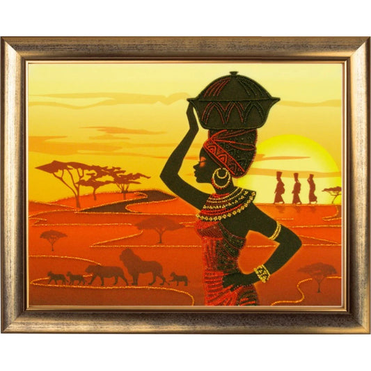 Bead Embroidery Kit African DIY Beadwork Kit Beading Kit Hand Embroidery Beaded Stitching