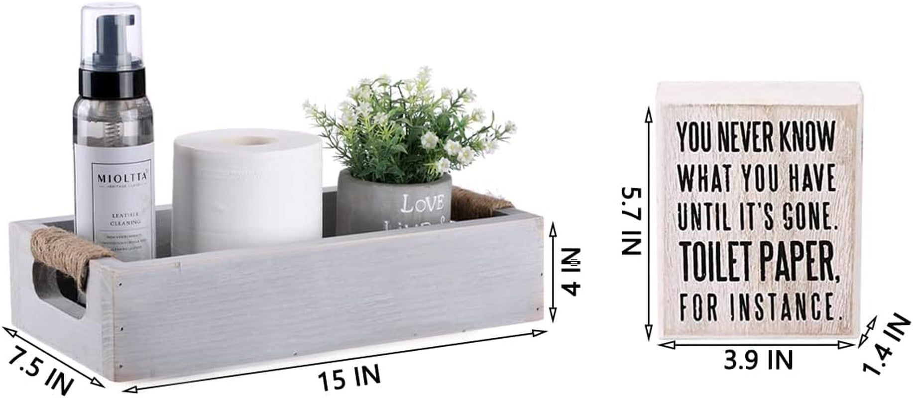 Farmhouse Bathroom Decor Box Toilet Paper Holder for Bathroom Rustic Wood Storage Box with Funny Sign Box for Home…