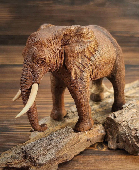 Handcrafted Wooden Elephants Statue