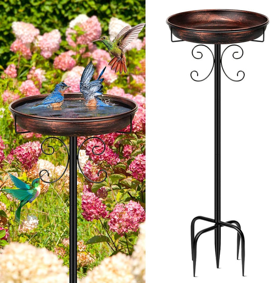 35In Metal Bird Bath for Outside, Vintage Freestanding Birdbaths & Birdfeeder, Bird Baths Feeder Bowl for Outdoors Garden Patio Yard Lawn Decor, Upgraded 5-Pronged Base (Antique Bronze)