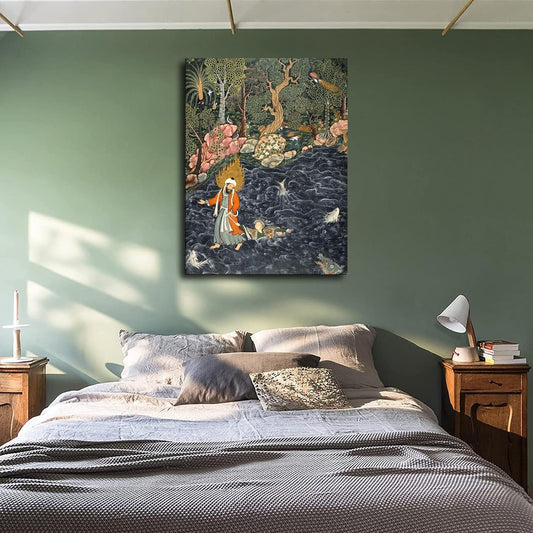 Persian Miniature Art Indian Canvas Wall Decor Art Painting Prints on Modern Posters Prints Artwork for Living Room, Bathroom,Bedroom,Home (8X10Inch Unframed)