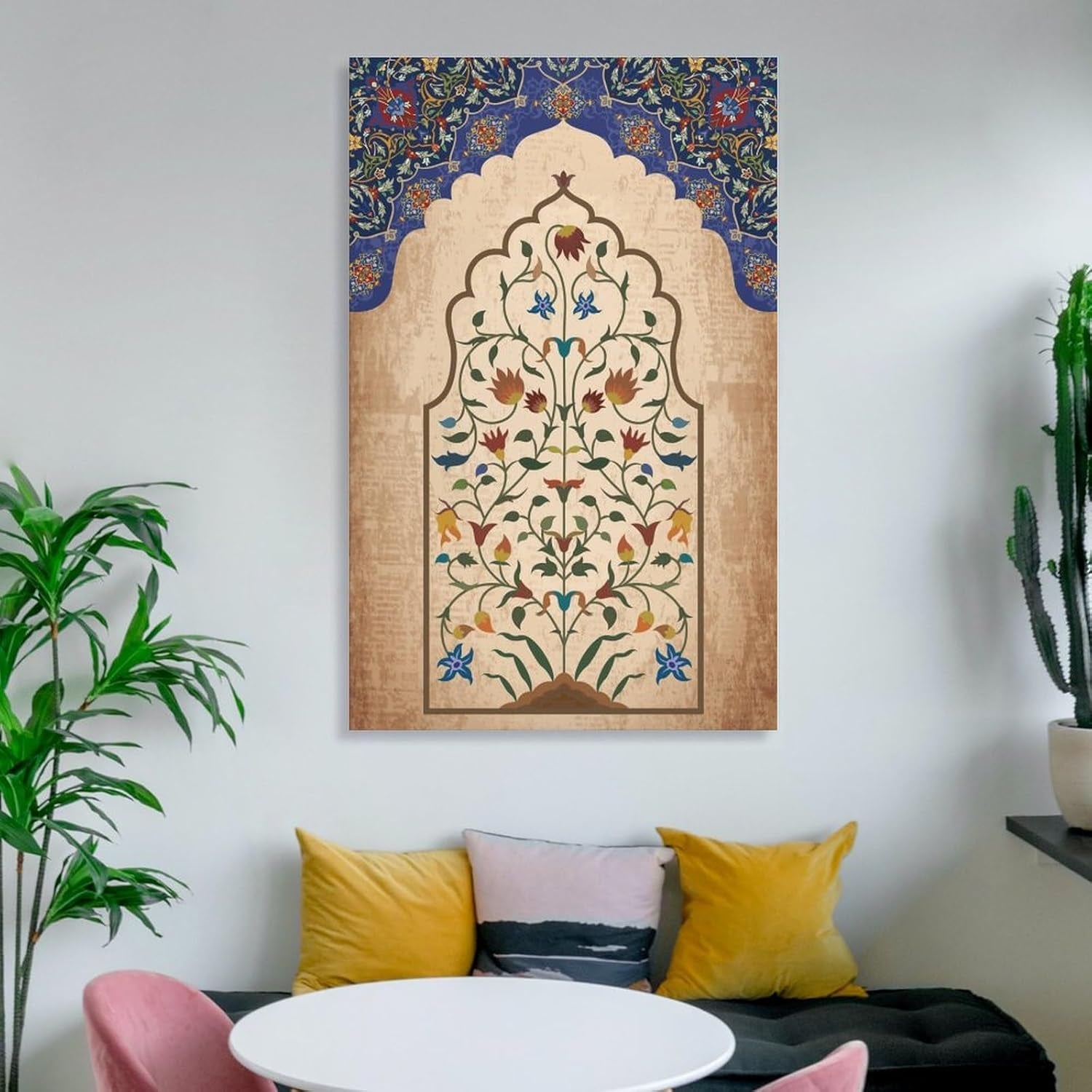 Mughal Wall Art, Arabian Ladies Painting Poster Persian Floral Peacock Art Poster Wall Art Painting Canvas Painting Posters and Prints Wall Art Pictures for Living Room Bedroom Decor 12X18Inch(30X45C