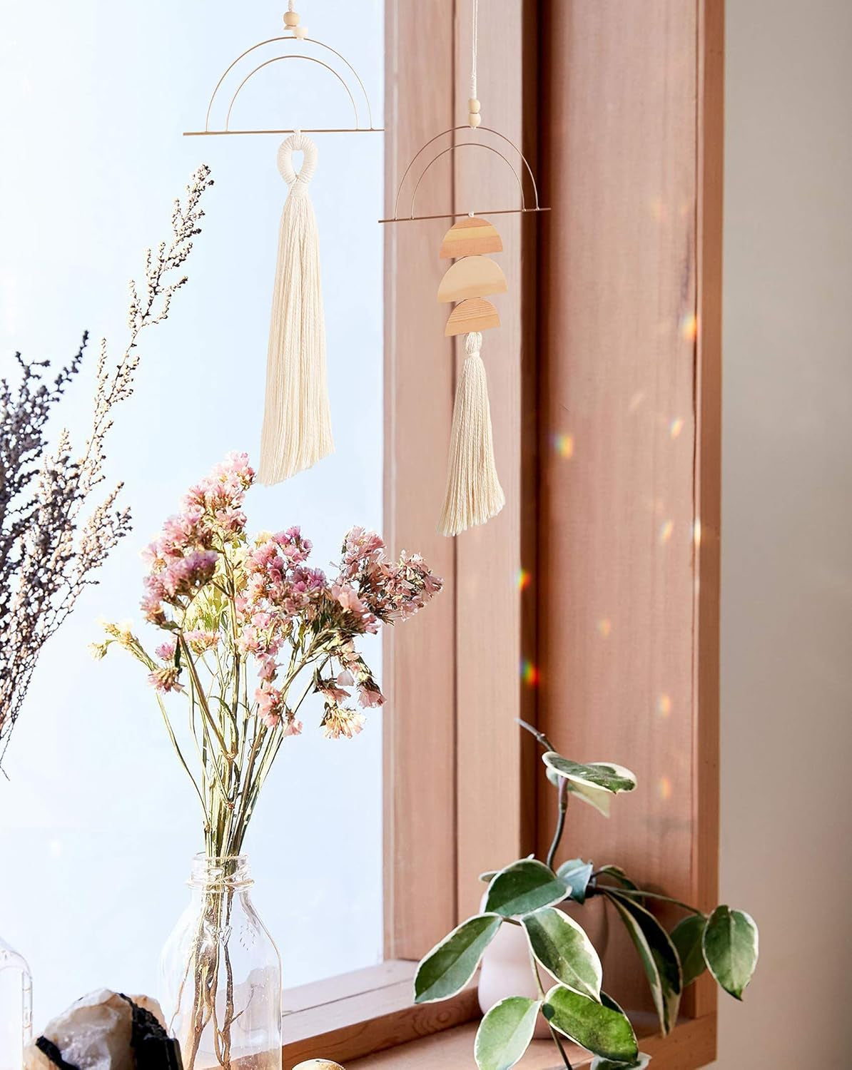 Boho Wall Decor Macrame Wall Hanging Bohemian Bedroom Wall Art Bathroom Decor Kitchen Tassel Home Wall Aesthetic Christmas Gifts 2 Pcs