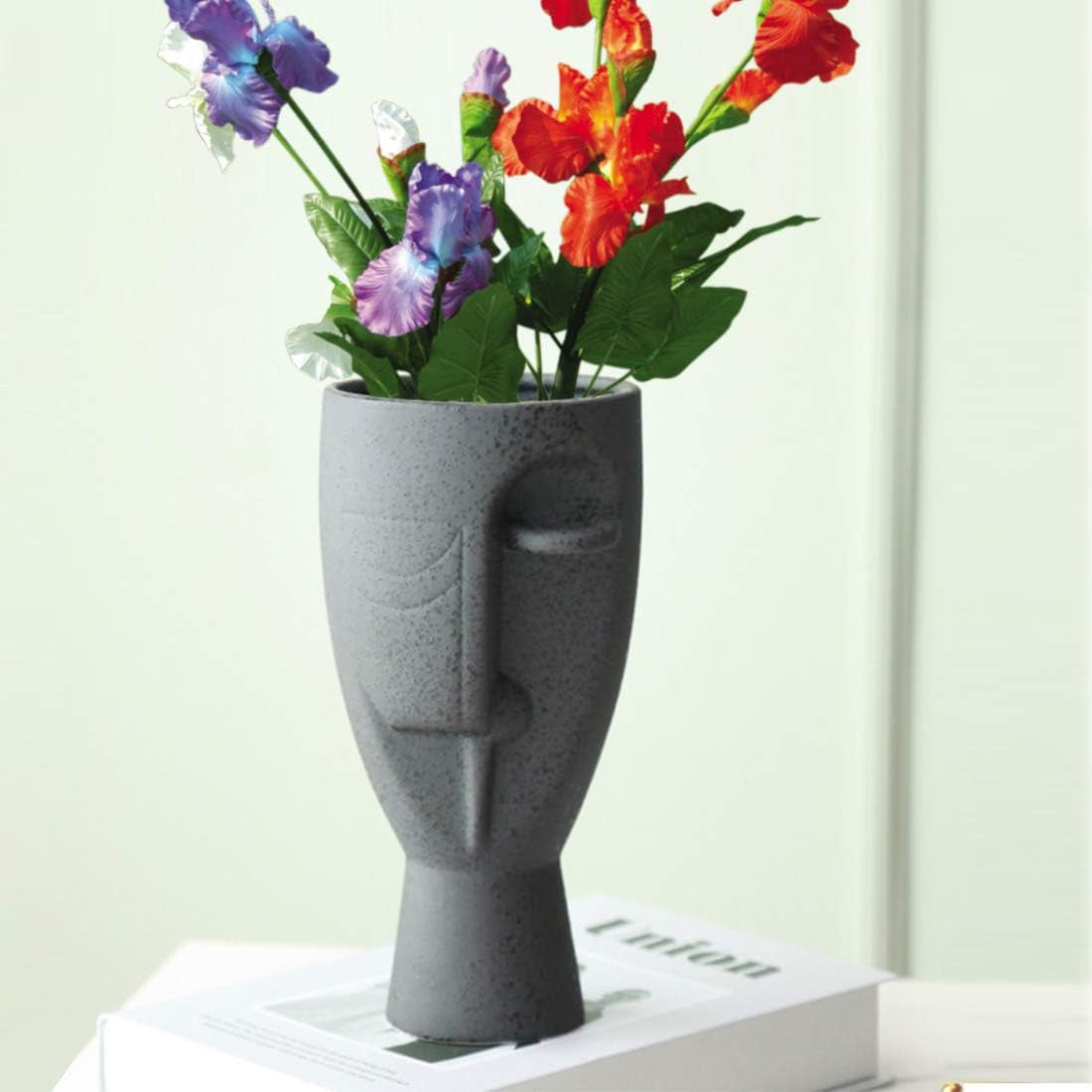 Face Art Vases, Delicately Carved Body Vases, Simple Ceramic Vases, Creative Floral Vases, Home Office Decoration Vases(Black)