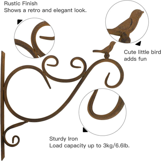 Wall Hanging Plant Bracket,2 Pack 12-Inch Retro Iron Metal Wall Hanger for Hanging Plant Flower Bird Feeder Planter Indoor Outdoor,Retro