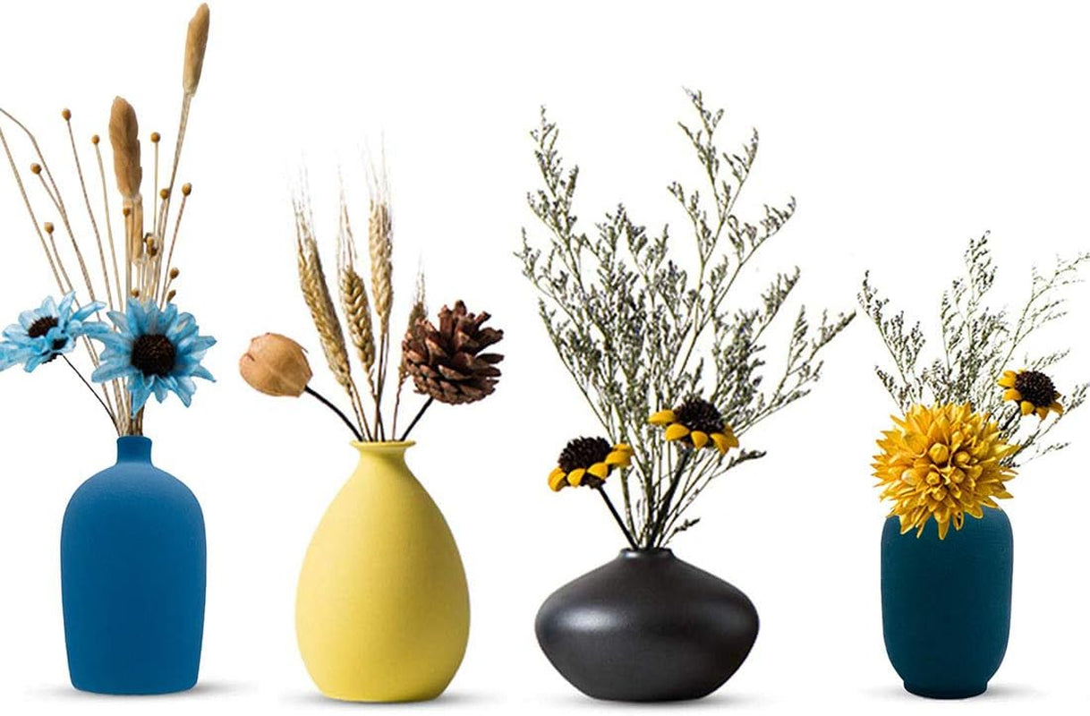 Small Ceramic Flower Vases Set of 4, Bud Vase, Decorative Modern Floral Vase