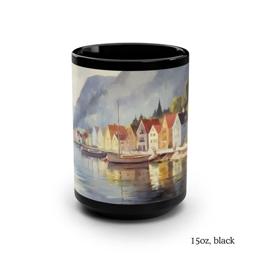 Norway Fjord Mug, Landscape Mug, Lake Mug, Fjord Mug, Nature Lover Gift, Mountain Cup, Scandinavian Nordic, Cottagecore, Vintage Norwegian