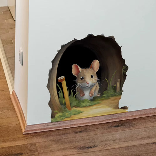 Cute Mouse Hole Wall Sticker Living Room Wall Edge Home Decoration Mural for Kids Bedroom Wallpaper Removable Funny Rats Decals