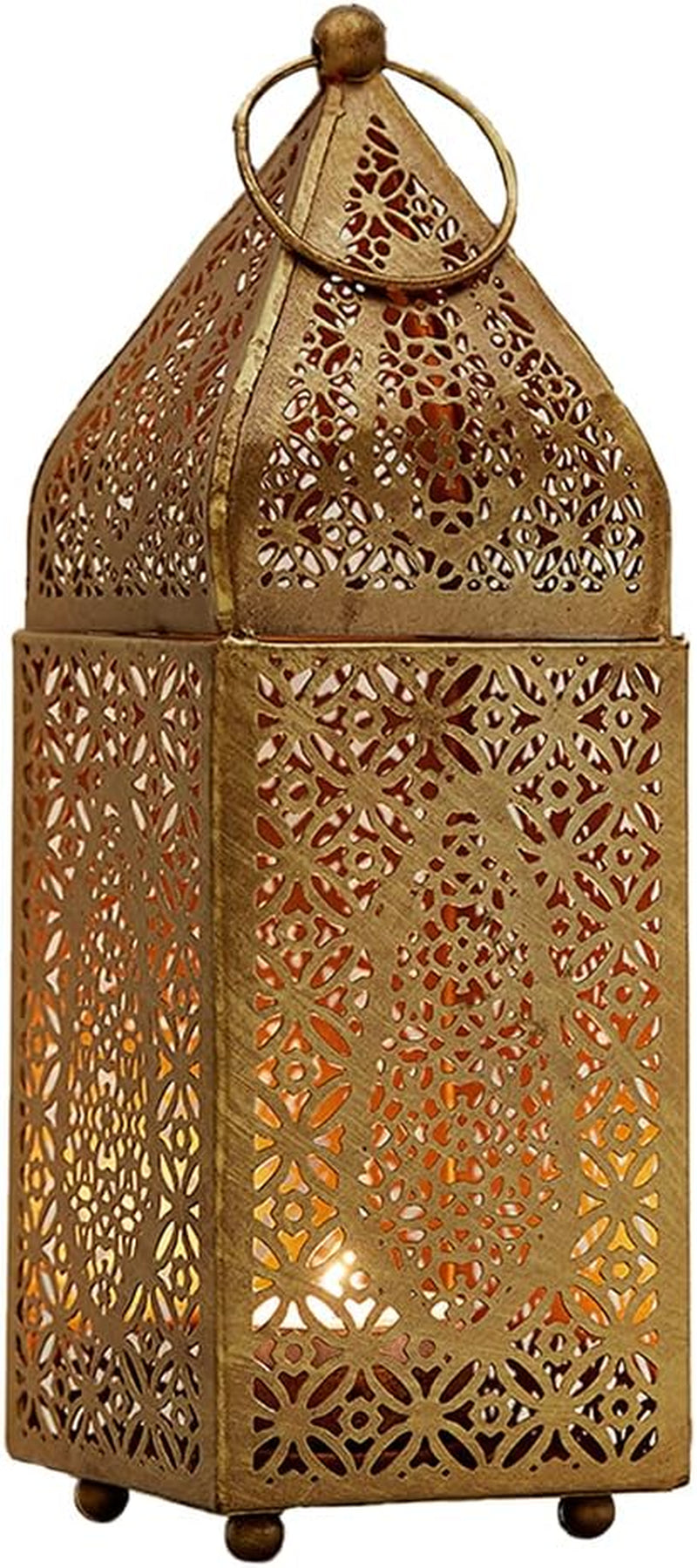 Elegant Moroccan Gold Candle Lantern - Perfect for Indian Weddings, Eid, and Ramadan Celebrations - 2.75" Diameter & 8.5" Tall